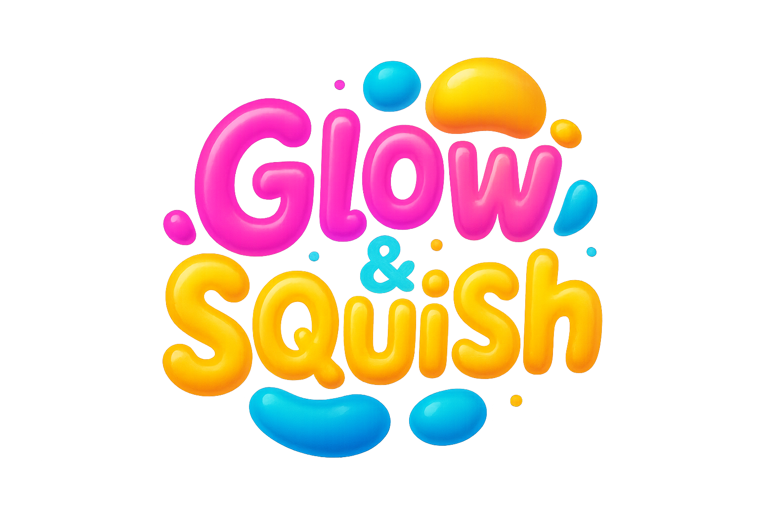 quiero que agas una imagen del nombre de mi negocio que se llama Glow & Squish  quiero que este el nombre y sea llamativo